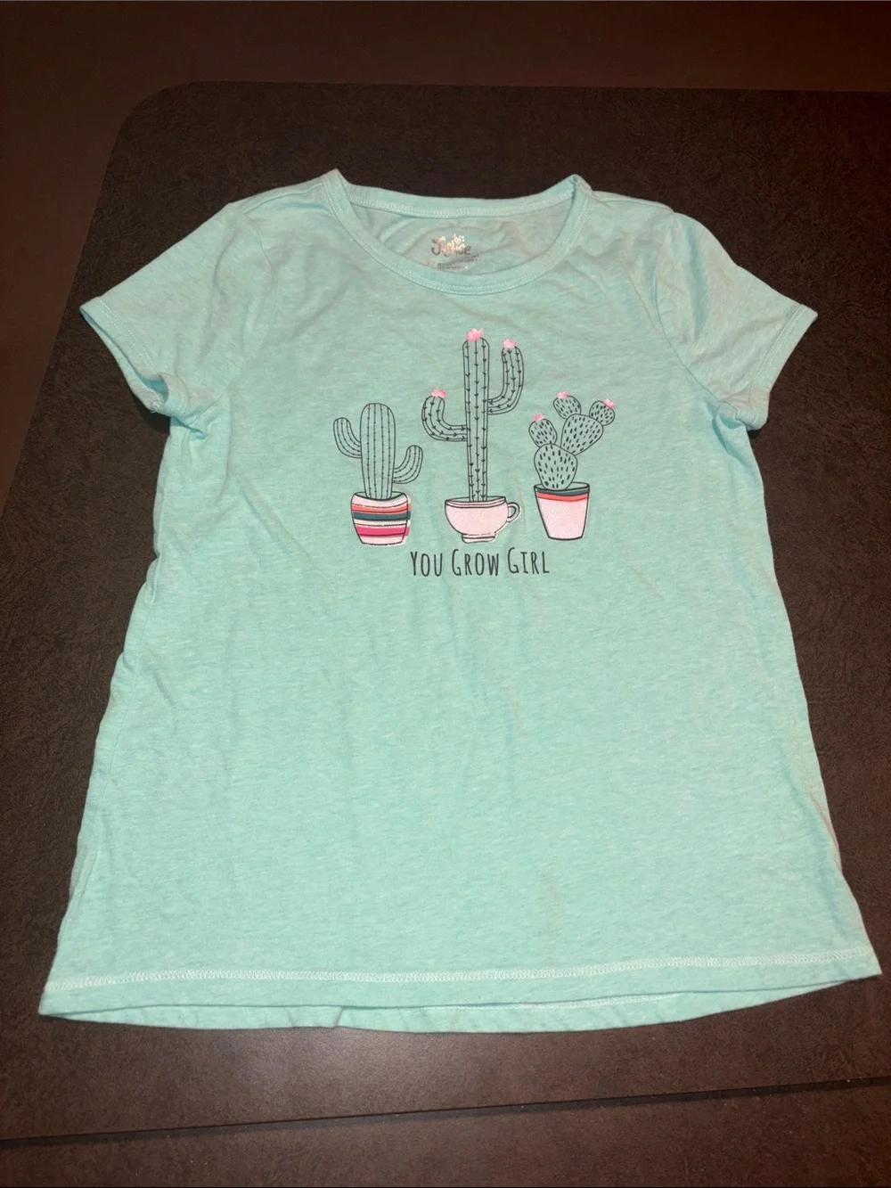Justice Mint Short Sleeve Tee with Cactus Trio Graphic